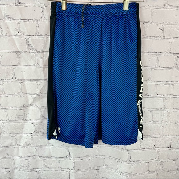 Under Armour Other - Under Armour youth L Geometric Blue Black Athletic loose fit Shorts streetwear